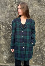 Vintage 80's Green Blue Wool Long Sleeve Jacket Blazer