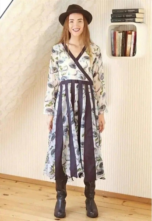 Floral stripe wrap around vintage dress
