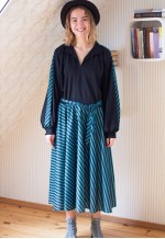 Black and blue striped long sleeve dress